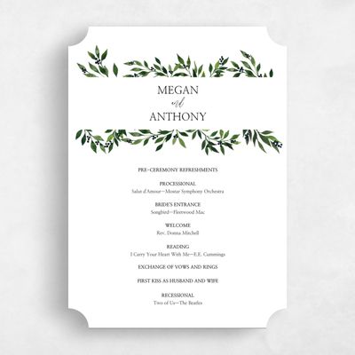 White Ticket Wedding Program - Gingerwood