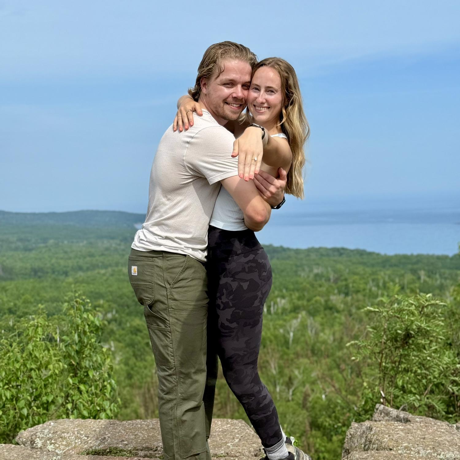 Kyle proposed on Pincushion Mountain in Grand Marais MN on July 4th 2025!