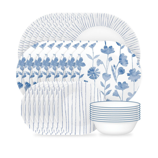 Corelle Botanical Stripes 32 Pc. Dinnerware Set, Service for 8