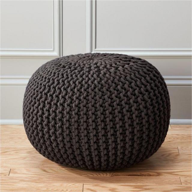 Knitted Graphite Pouf