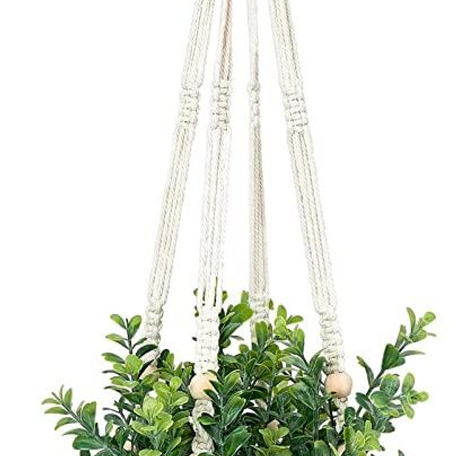 Mkono Fake Hanging Plant with Pot, Hanging Plants Artificial Decor Macrame Plant Hanger with Fake Plants Boho Faux Hanging Planter Greenery for Home Bedroom Bathroom Kitchen Office Decoration