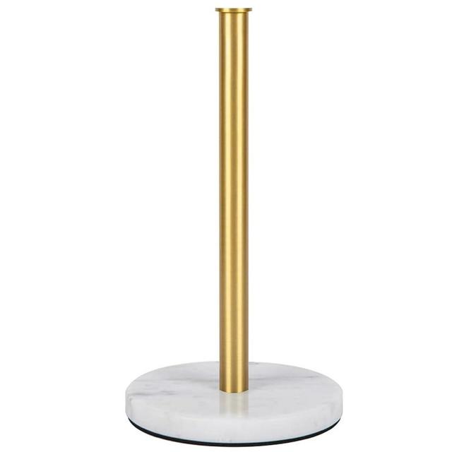 CC CAIHONG Paper Towel Holder, Standing Paper Towel Roll Holder with Weighted Marble Base for Kitchen Bathroom Countertop (Brushed Gold)