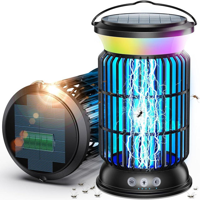 Sayneep 4-in-1 Solar Bug Zapper Outdoor, Rechargeable 6000mAh Mosquito Zapper, Cordless Electric Fly Zapper, Waterproof Insect Zapper for Patio, Backyard, Garage, Kitchen, Bedroom