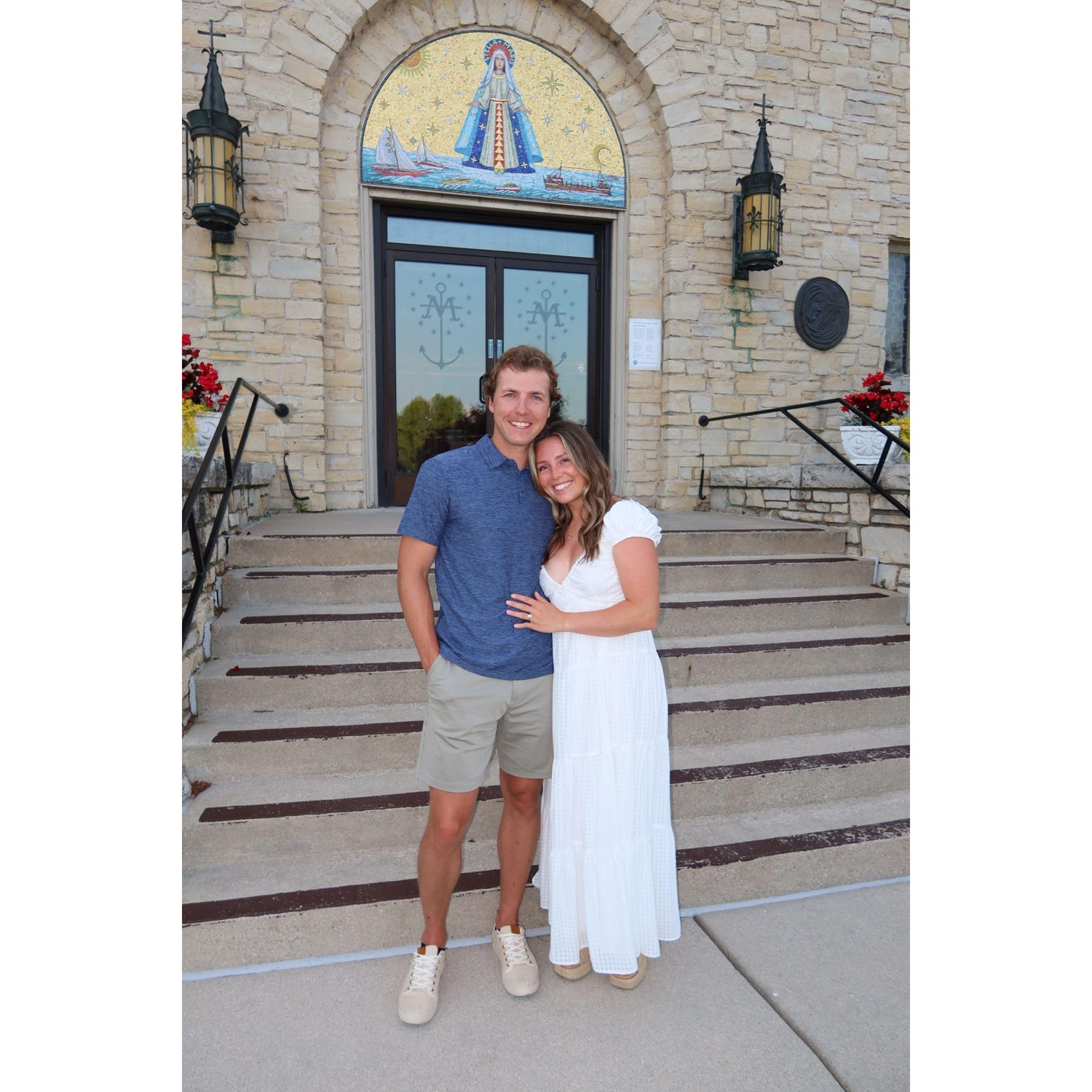 Year 4 in Door County! We got to spend our wedding date out there, which was special. Pictured is the church we will be getting married in!