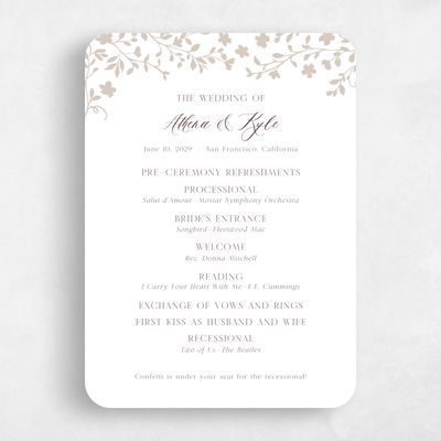 Beige Rounded Wedding Program - Ysabeau