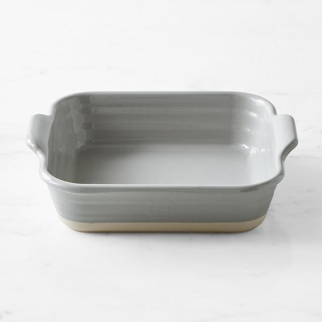 Emile Henry French Ceramic Potter Square Baker, Artisan Glaze Grey