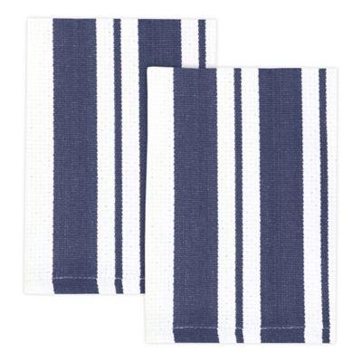 MÜ Kitchen Cotton Striped Dish Cloths in Blue/White (Set of 2)