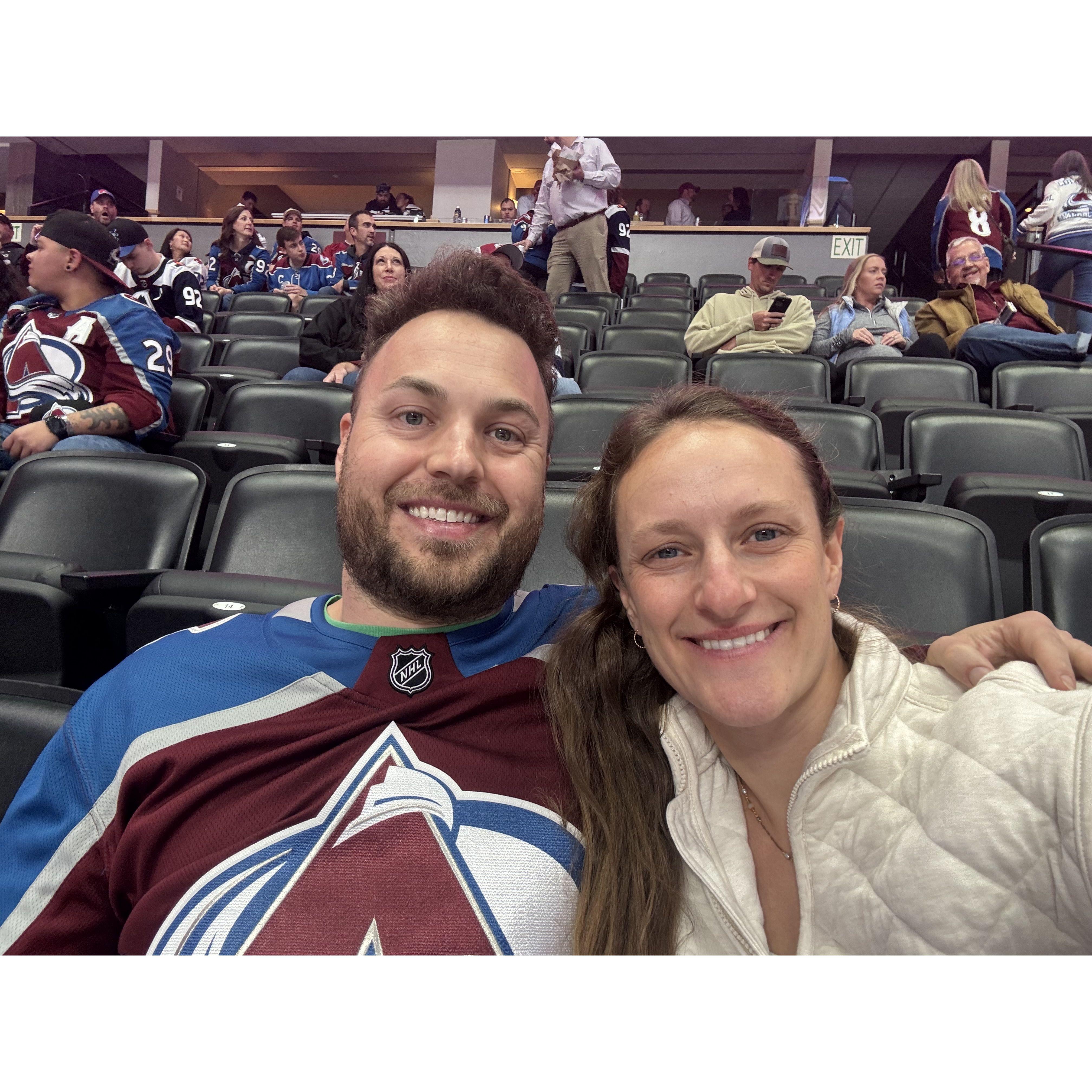Ryan and I at an Avs game! We got level 100 seats :)