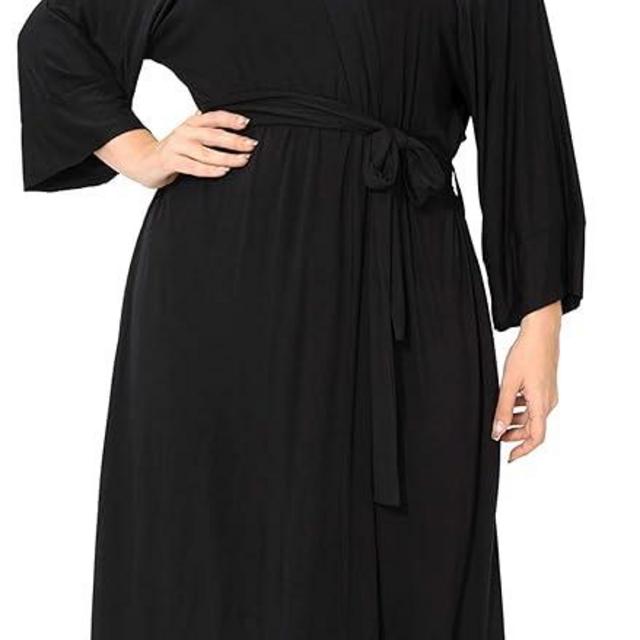 Corset Outlet Women's Plus Size Cotton Kimono Robes Soft Long Knit Bathrobes Lightweight Sleepwear V-Neck Ladies Loungewear