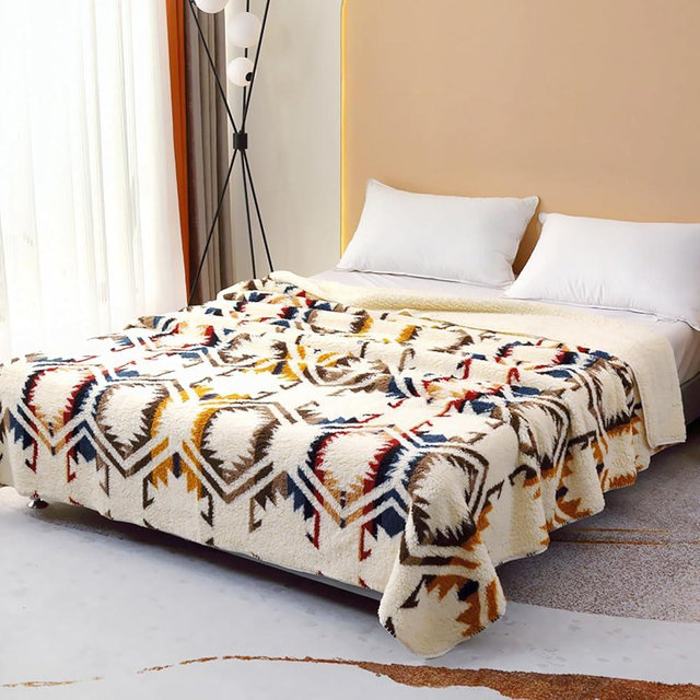 UKELER Boho Sherpa Fleece Blanket 80'' × 90'', Ultra Soft Aztec Queen Blanket for All Season, Cozy, Plush, Bohemian Throw Blanket for Bed/Couch/Sofa/Office/Camping
