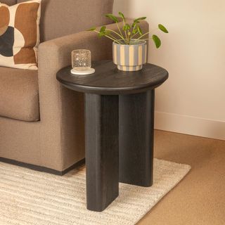 Asymmetrical Firwood Round End Table