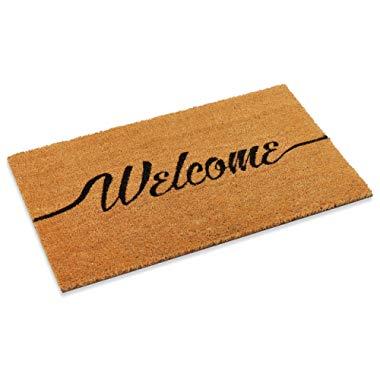 Welcome Outdoor vor Fußmatte mit Rückseite aus Vinyl in zwei Größen 45,7 x 76,2 cm und 45,7 x 119,4 cm