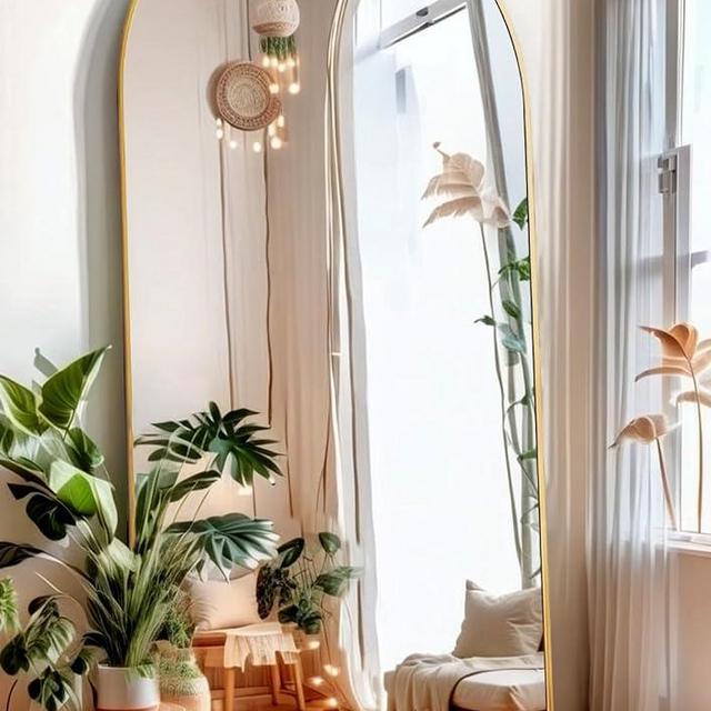 ITSRG Floor Mirror, Full Length Mirror with Stand, Arched Wall Mirror, 26"x68" Mirror Full Length, Gold Floor Mirror Freestanding, Wall Mounted Mirror for Bedroom Living Room, Gold