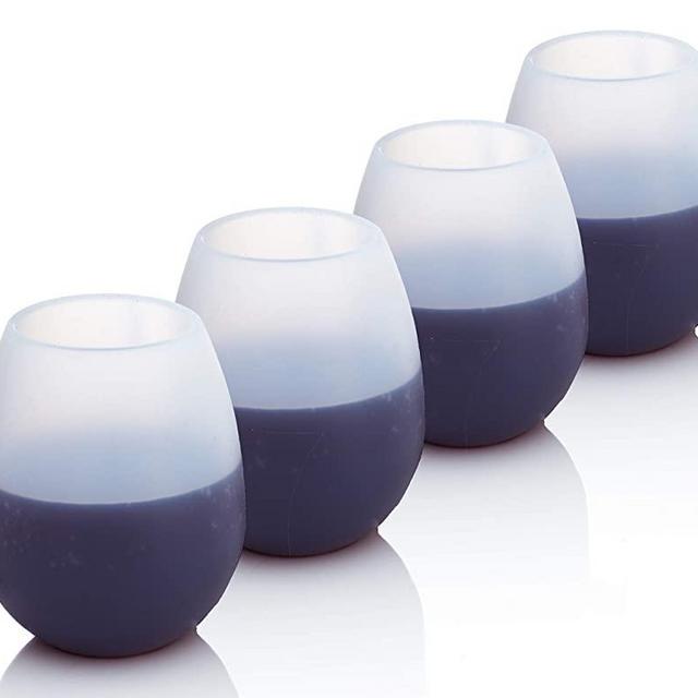 Unbreakable Silicone Wine Glasses - 14 Ounce Stemless Shatterproof Wine Squishy Cups by Jokel - Set of 4