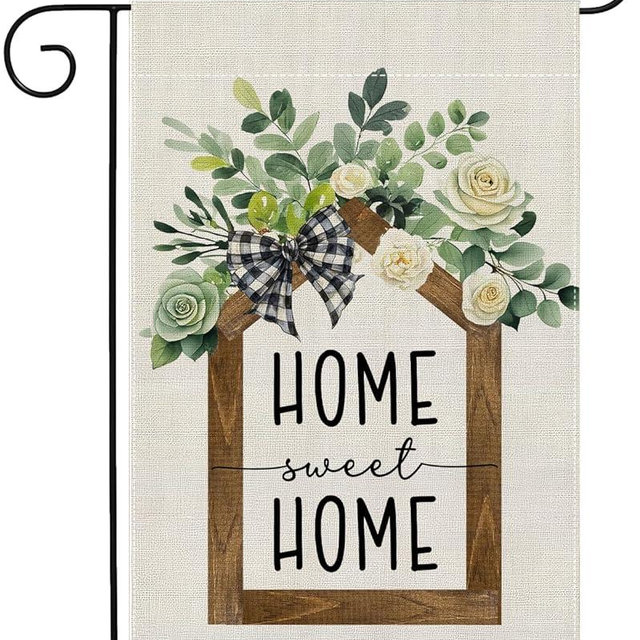 Garden Flags, Welcome Garden Flag, Floral Home Sweet Home Flag Double-Sided Flags for Farmhouse Yard Outdoor Flag-12 x 18inch