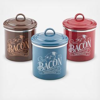 Enamel on Steel 3-Piece Bacon Grease Can