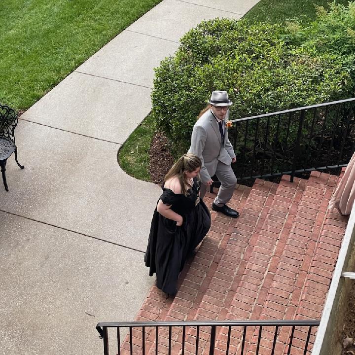 Our second date! These patio steps will be where cocktail hour will be held.