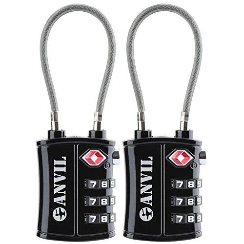 TSA Approved 3 Digit Luggage Cable Locks, Small Combination Padlock Ideal for Travel
