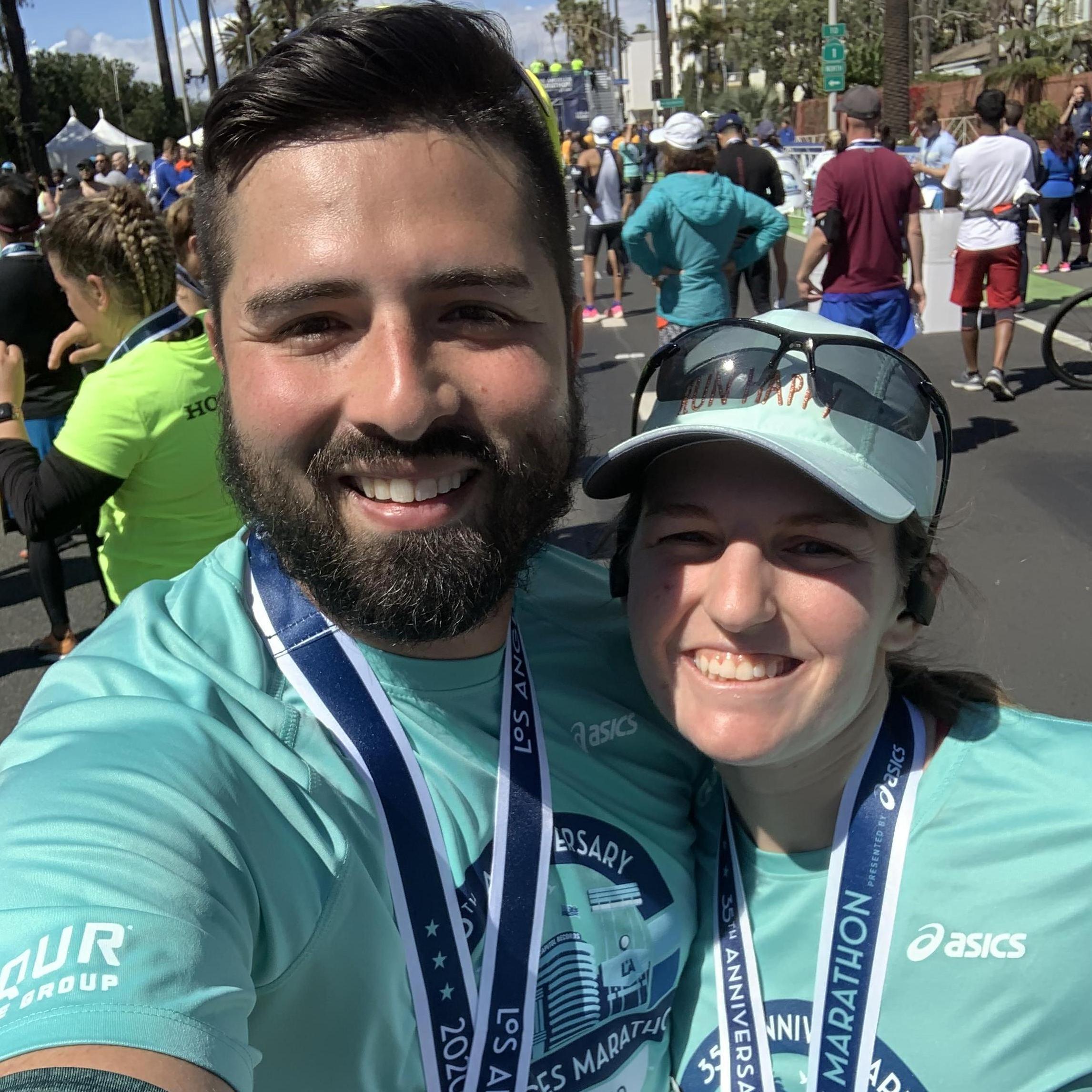 We run/walk marathons together!