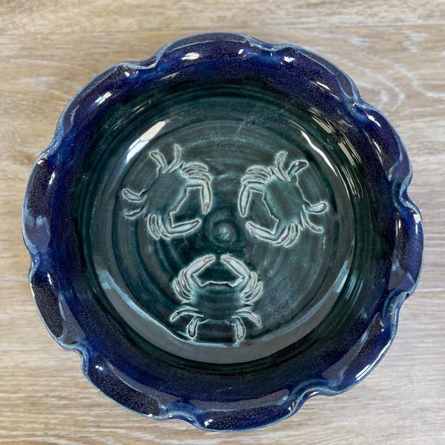 Crab Large Ruffled Bowl, Handmade Pottery