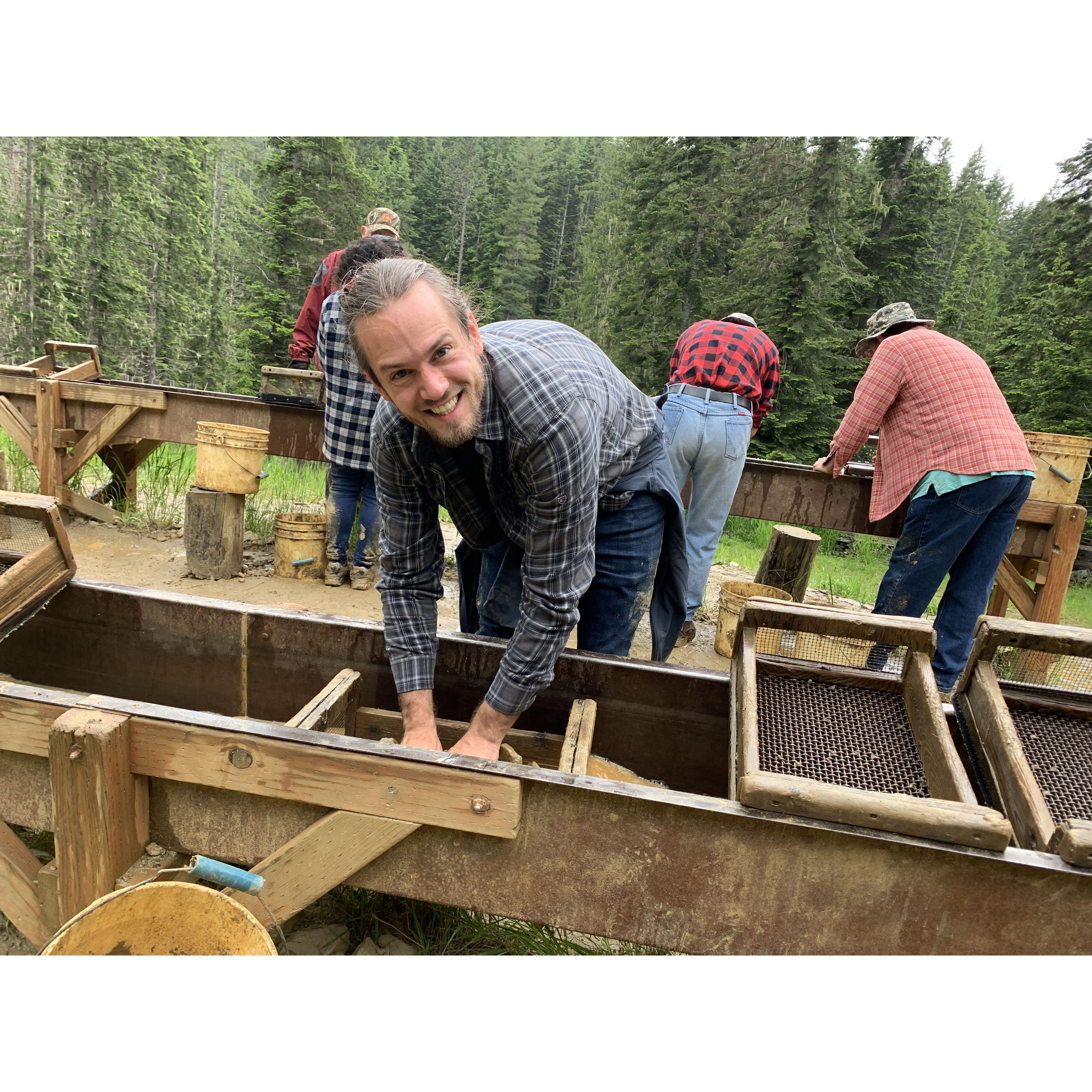 Cleaning garnets at Emerald Creek in Idaho, June 2022