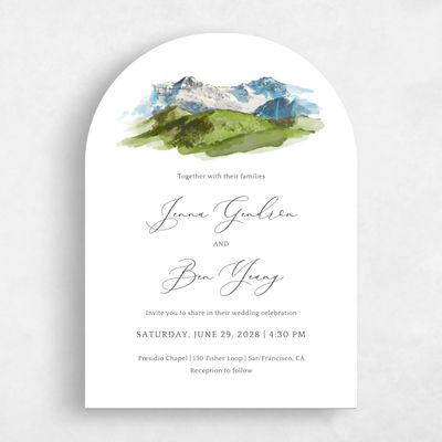 White Arch Wedding Invitation - Mirador Portrait