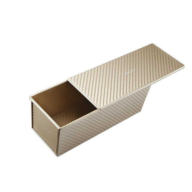 Monfish Loaf Pan w Lid Pullman Bread Pan 2.2lb dough Aluminumed Steel Commercial Grade Non Stick Loaf Baking Pan (13.385X5.3X4.72INCH)