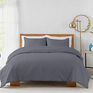450-Thread-Count Cotton Sateen Full/Queen Duvet Cover Set in Blue