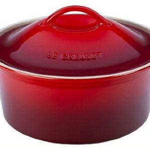 Le Creuset Stoneware Heritage Covered Round Casserole, 3-Quart, Cerise (Cherry Red)