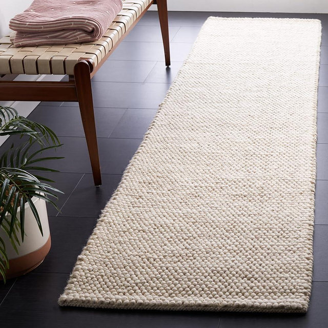 SAFAVIEH Natura Collection Runner Rug - 2'3" x 8', Beige & Ivory, Handmade Wool, Ideal for High Traffic Areas in Living Room, Bedroom (NAT425B)