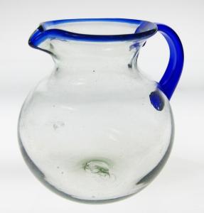 Blue Rim Glass Pitcher