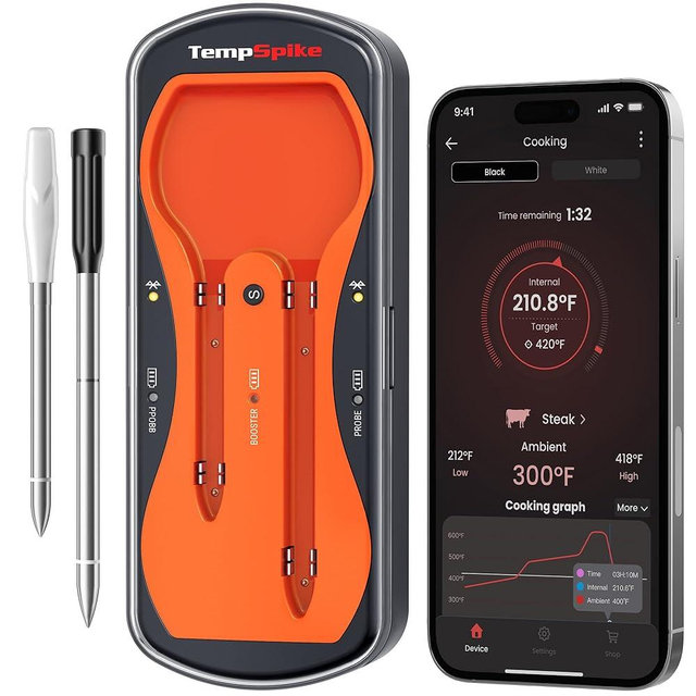 ThermoPro 500ft Wireless Meat Thermometer for Cooking, Long & Short Colored Probes Bluetooth Meat Thermometer for Kitchen Oven Smoker, Rechargeable Meat Probe for Backyard Grill BBQ Holiday Gifts