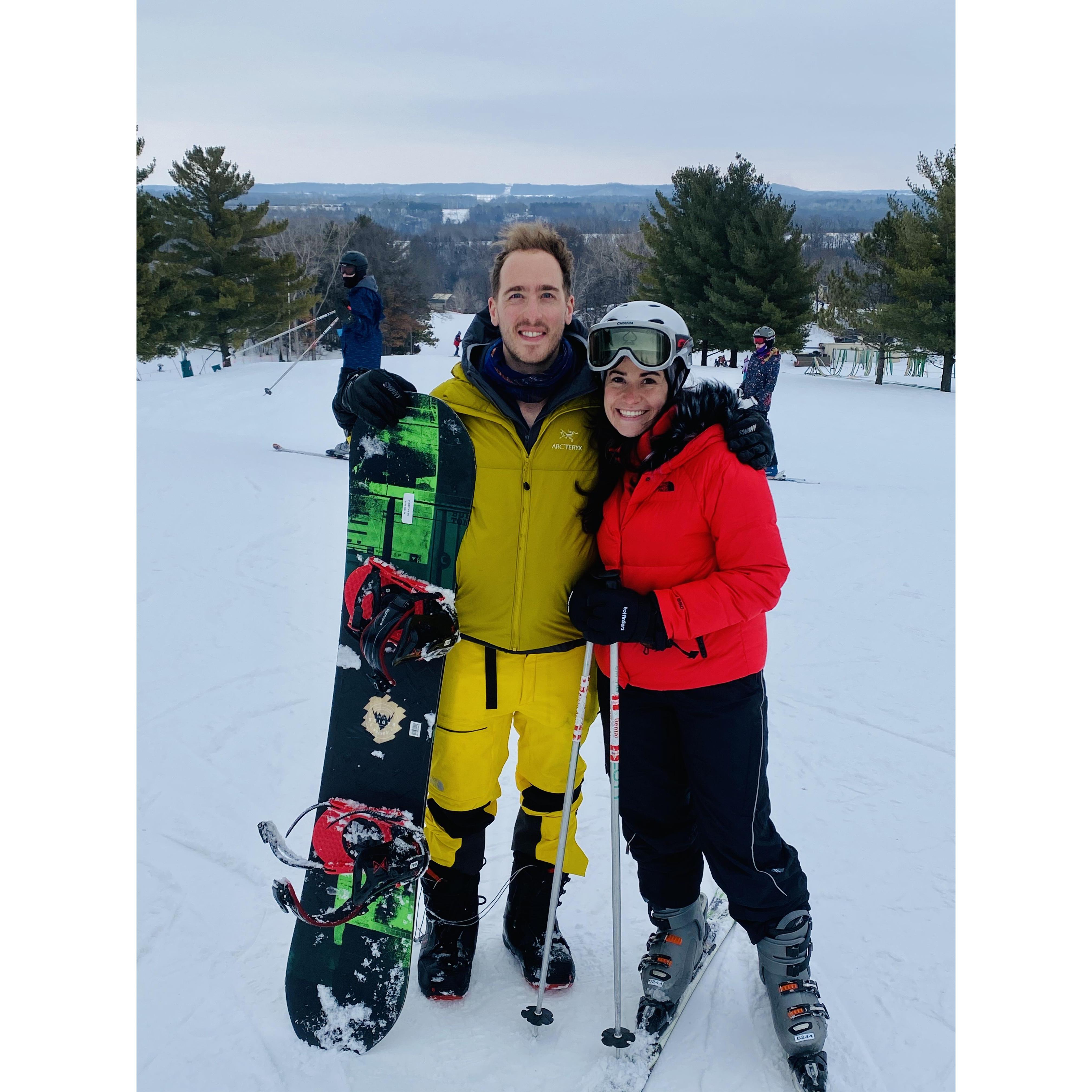 Asher trying to prove he's a cool snowboarder