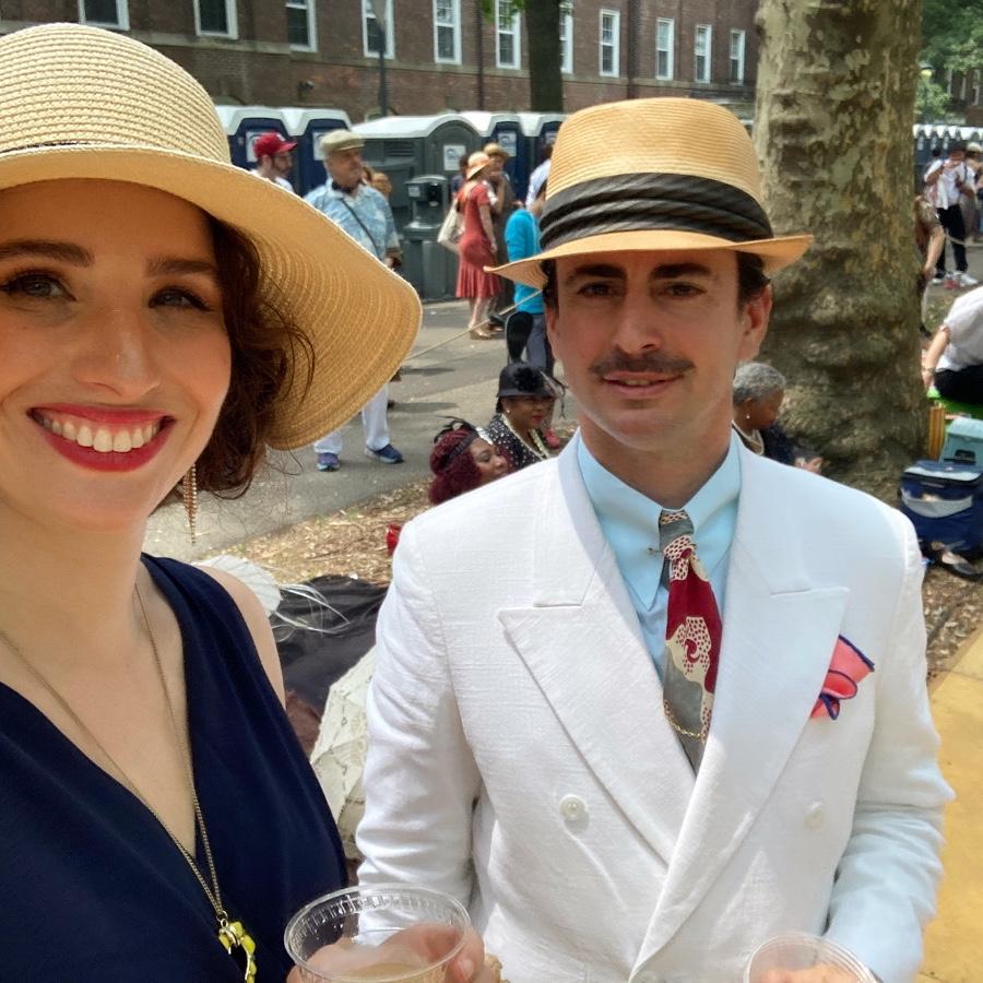 Dressing up for the lawn party