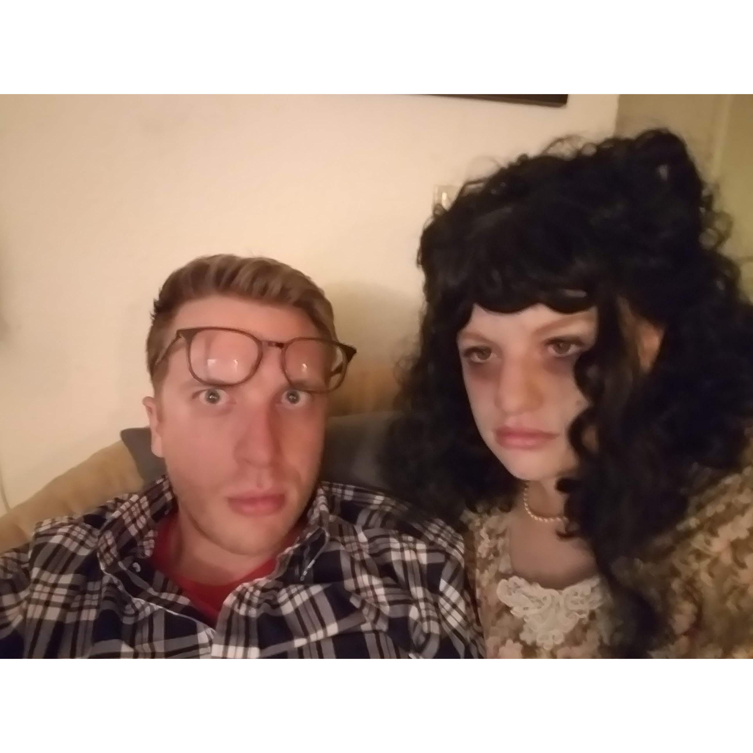 Dressed up as characters from Beetlejuice for Halloween