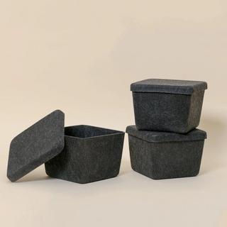 The Sculpted Petite Bin with Lid, Set of 3