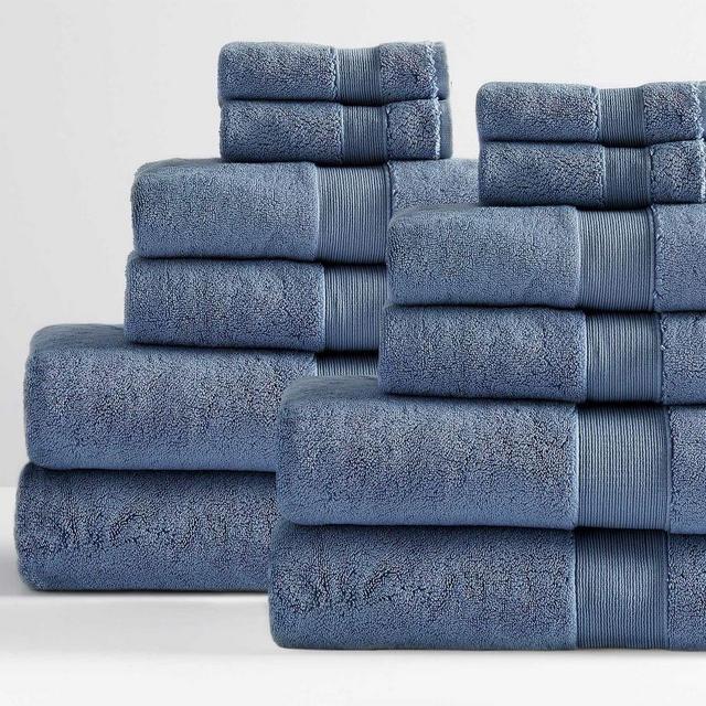 PB Classic Organic Bath, Hand, & Washcloth Towels, Set of 12, Indigo