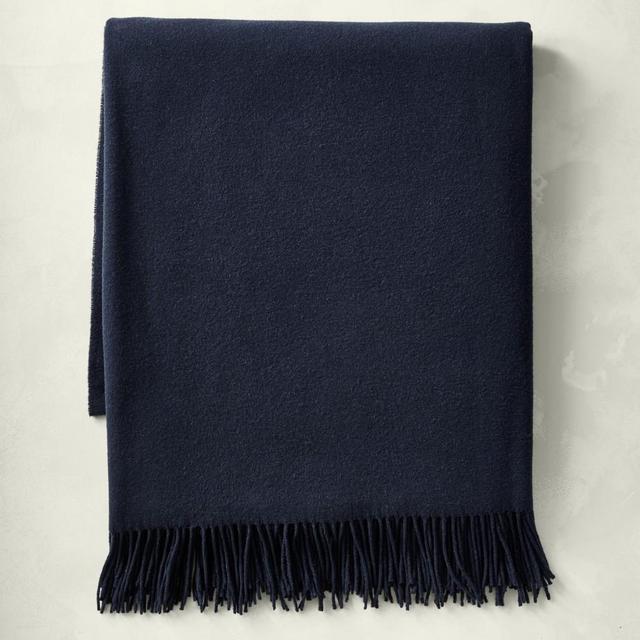 Solid Cashmere Throw, 72" x 80", Navy