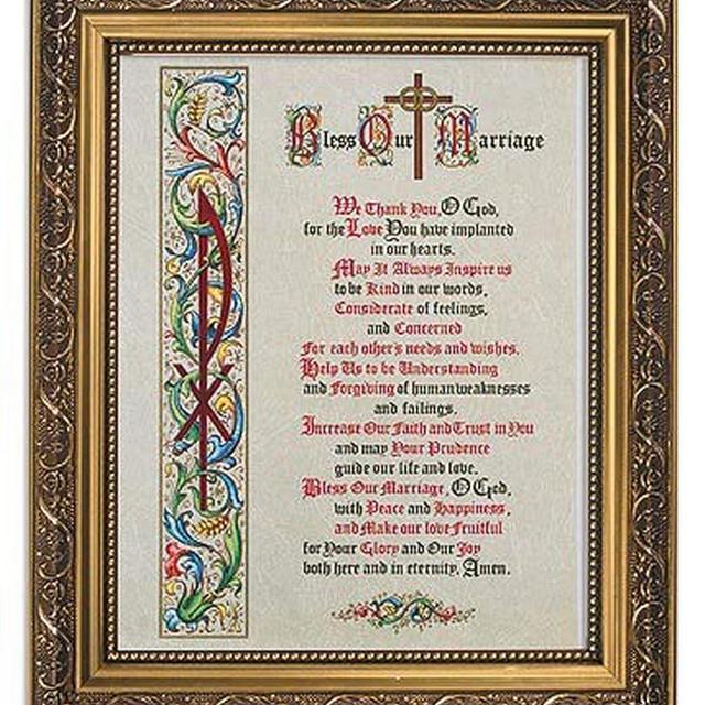 CB Catholic Gerffert Christian Wall Décor Ornate Gold Framed Artwork, 11 x 13-Inch, Bless Our Marriage
