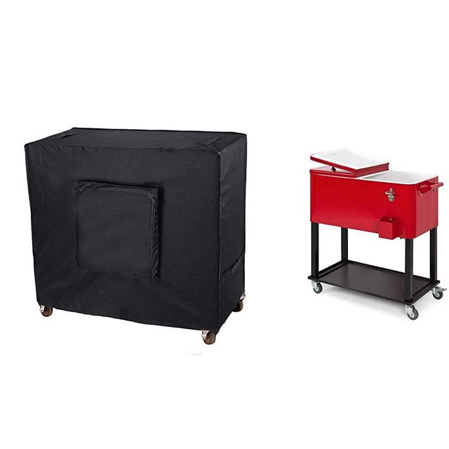 Patio Cooler Cover Waterproof, Cooler Cart Dust Cover, 80 Quart Rolling Cooler Protective Cover for Beverage Cart, Patio Ice Chest, Party Cooler and Outdoor Bar Cart, Storage Bag Included