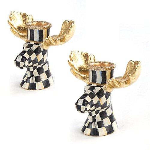 MacKenzie-Childs Courtly Check Candlestick Holders Set of Two