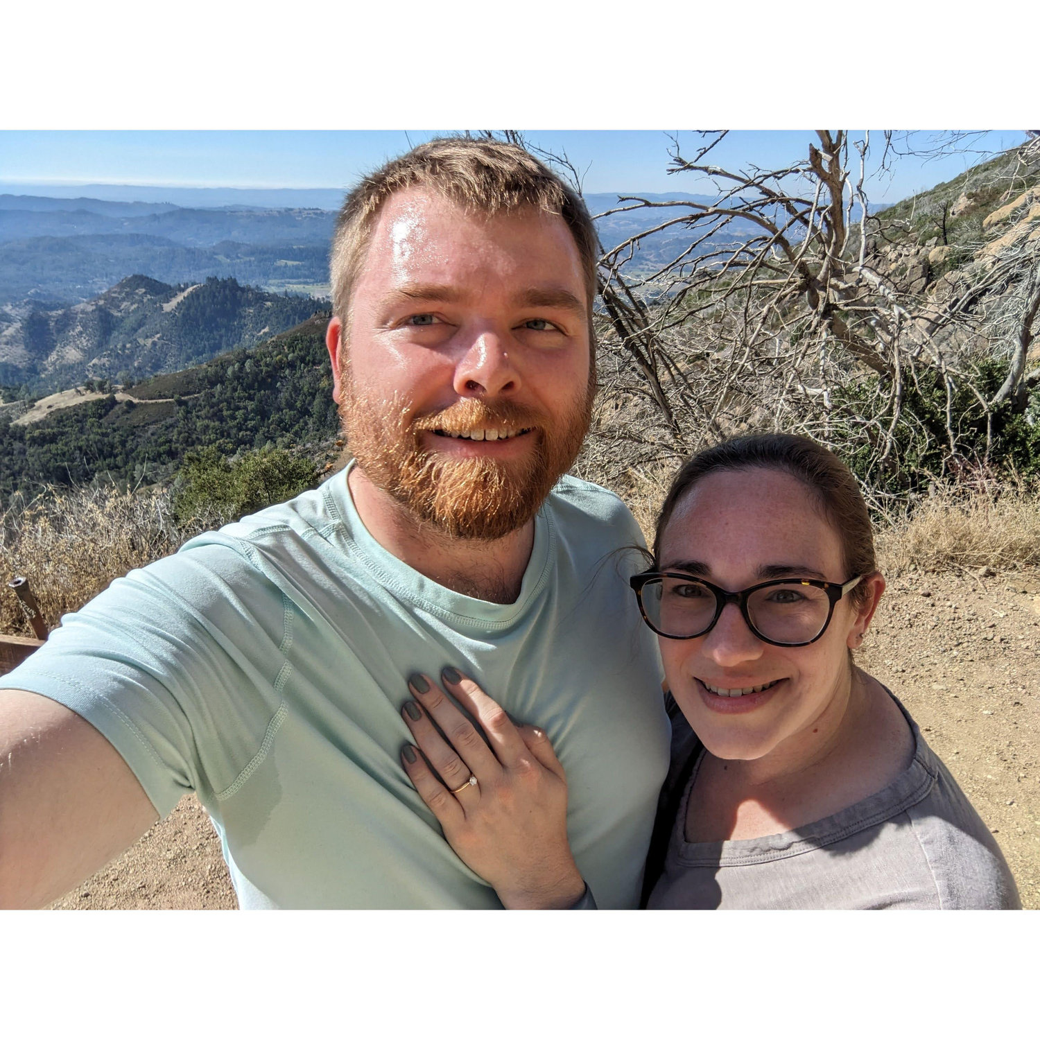 On Mount Saint Helena in California right after Ben proposed!