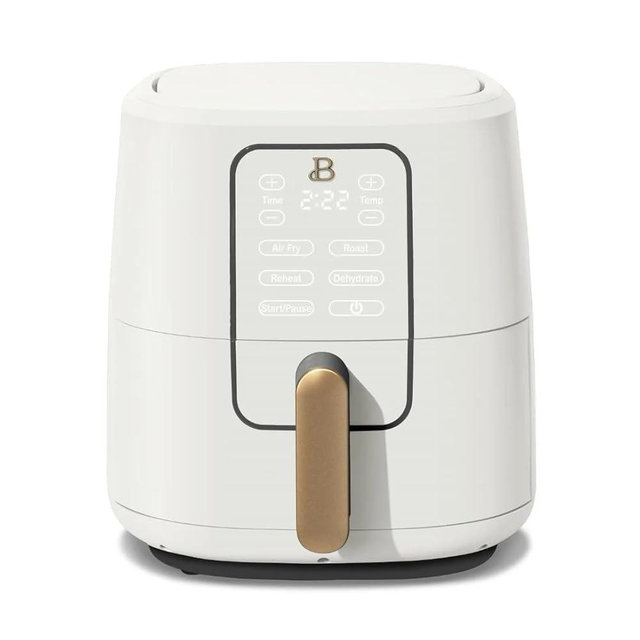 Beautiful 6 Qt Air Fryer with TurboCrisp Technology, Touch-Activated Display, 1750W Fast Cooking, Adjustable Temperature 90°F-400°F, Dishwasher Safe, Automatic Shut-Off, Non-Stick Basket (White Icing)