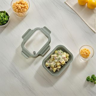 Stoneware Container with Glass Lid, Set of 2