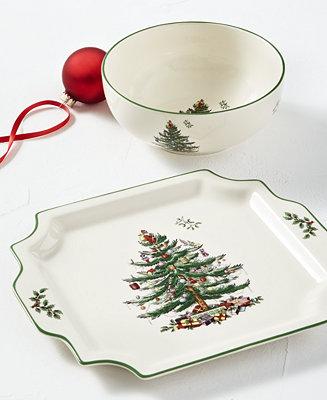Christmas Tree Bowl and Platter Set, Created for Macy's