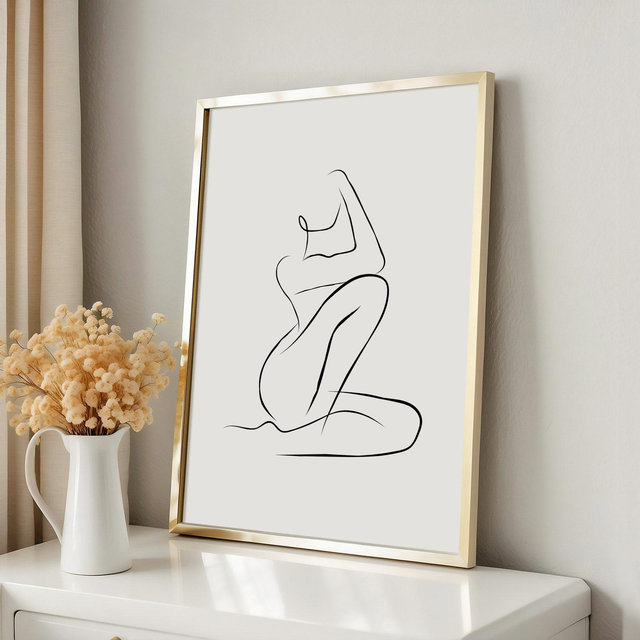 Woman Line Art, Framed Wall Art, Modern Body Line Art, Woman Line Art Print, Minimalist Woman Art, Large Wall Art