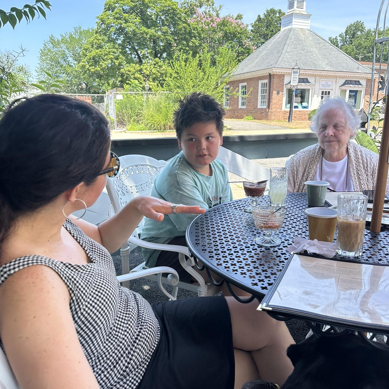 At Little Falls Cafe with Jack and Mom