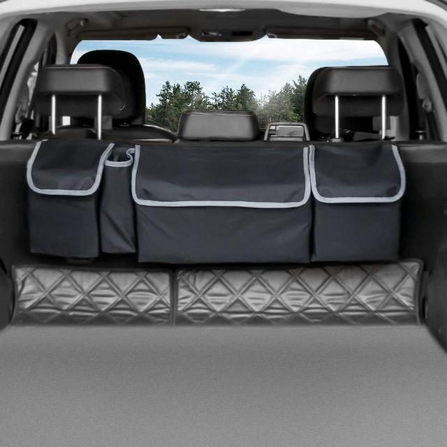 Trunk Organizer Car Storage, Seat Back Storage to Keep Car Trunk Neat, Car Trunk Storage Organizer for SUV Gives You a Big Space Back Seat Trunk, Car Cargo Organizer Frees up Your Trunk Floor.
