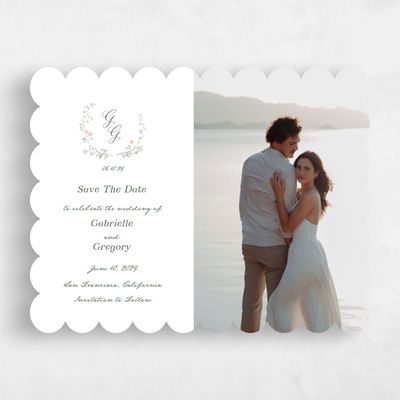 White Scalloped Wedding Save the Date - Margot Photo
