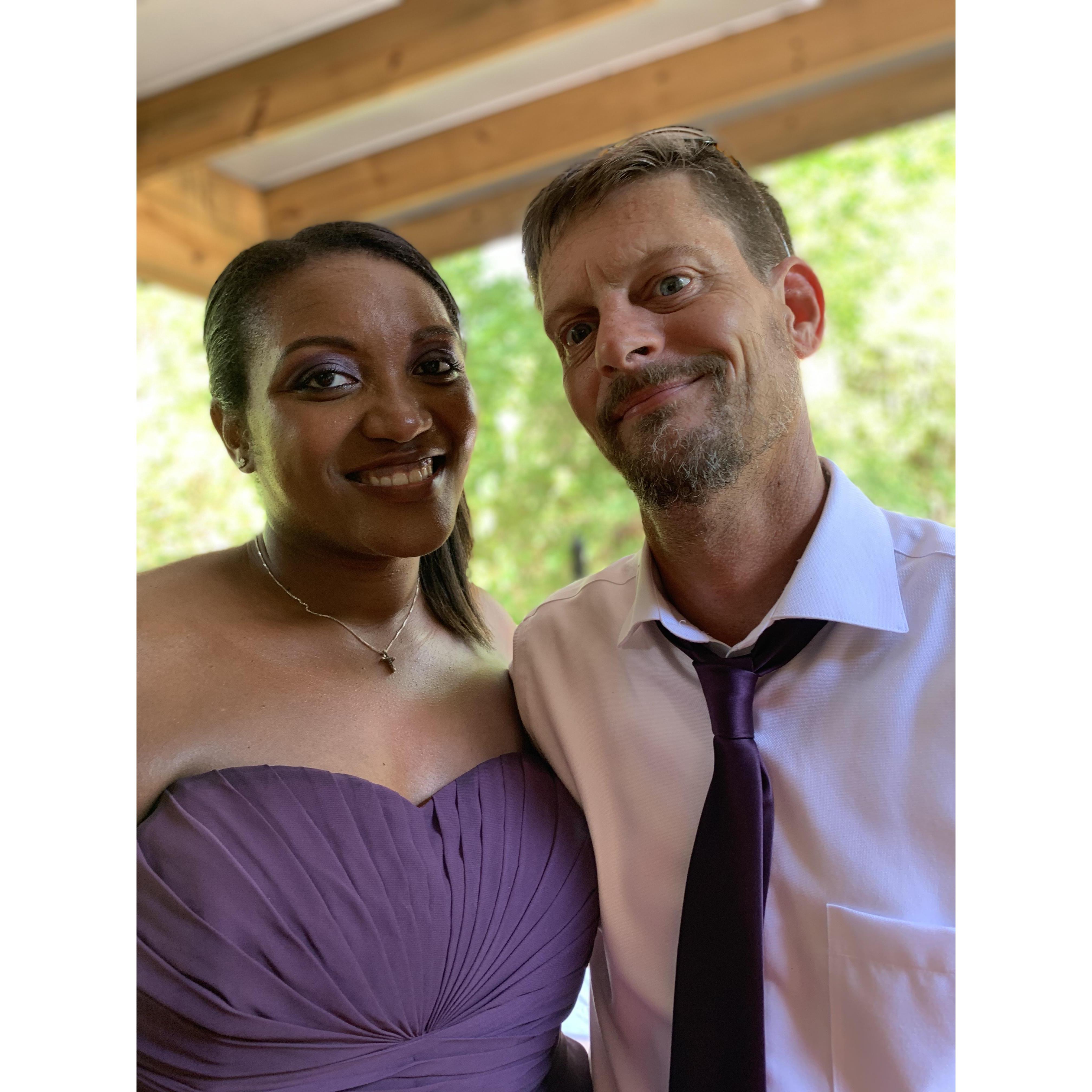 At Adrienne's brother's wedding.